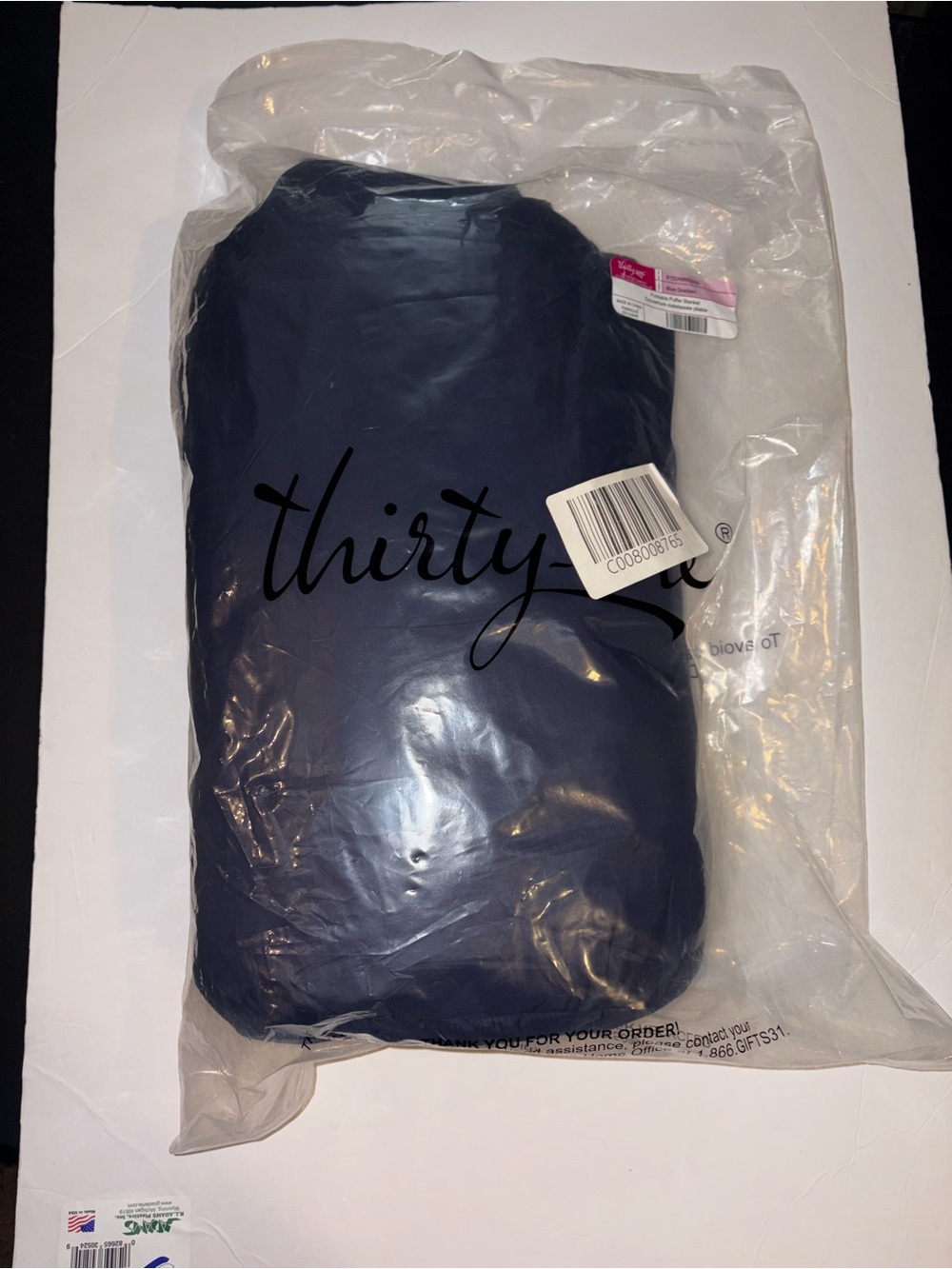 Thirty One Foldable Puffer Blanket Blue Gradient Packable Stadium Outdoor NWT